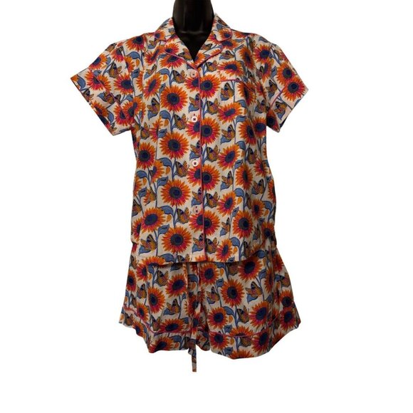 DENISE RAE I Am Life Sunflower Pajama Set w‎ Scrunchie & Bag NWT, Loungewear, S - Picture 1 of 6